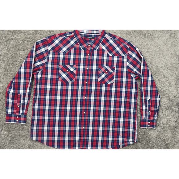 Double Pump Men's 4XL Cotton Shirt Multicolor Long Sleeve Pearl Snap Long Sleeve - Picture 3 of 7